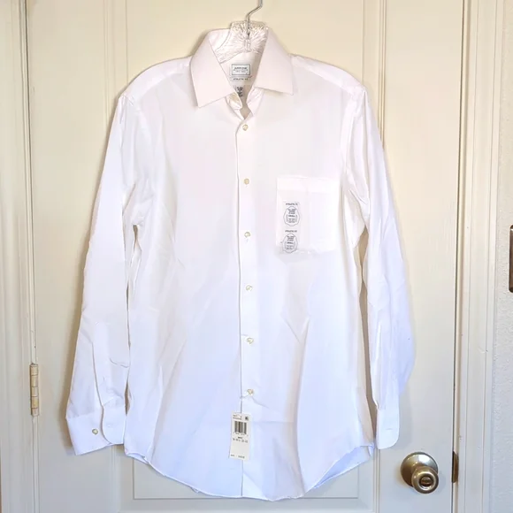 Men's Arrow Athletic-Fit Solid Wrinkle-Free Spread-Collar Dress Shirt, Size: S 32-33, White